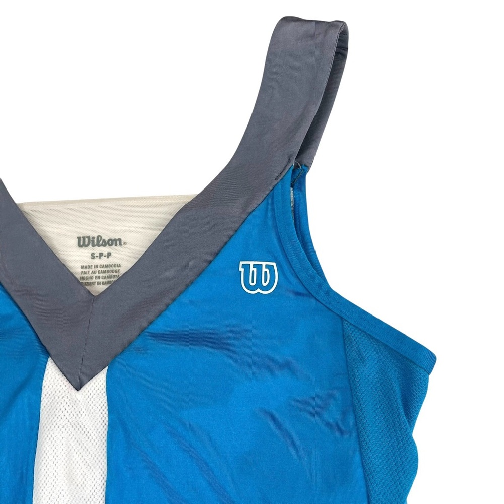Wilson Blue White Gray Shelf Bra Tennis Dress - Picture 7 of 14